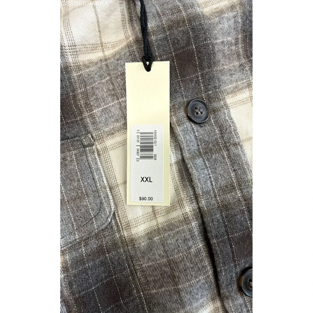 Banana Republic Men's Relaxed Fit Flannel Shirt Brown Beige Plaid NWT Sz XXL